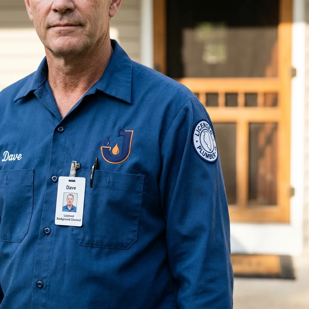Licensed plumber showing ID badge in Sherburne, NY