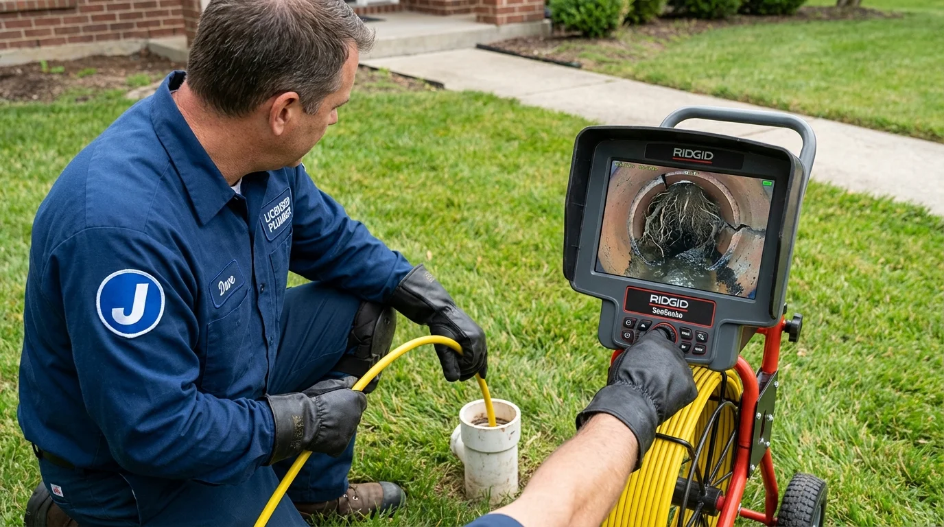 Sewer camera inspection being performed by Johns Plumbing LLC in Sherburne